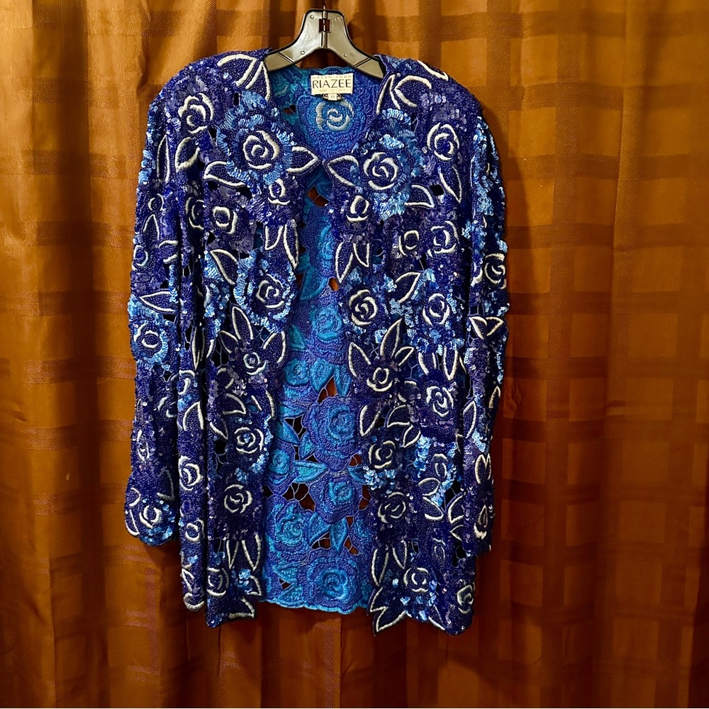 Vintage Naeem Khan Riazee beaded sequined cardigan jacket size 12